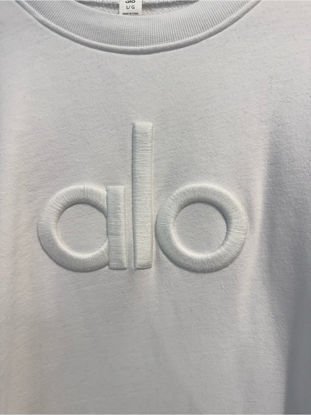 Alo Renown Heavy Weight Emblem Crew Neck Pullover Sweatshirt White Size L - Picture 2 of 7